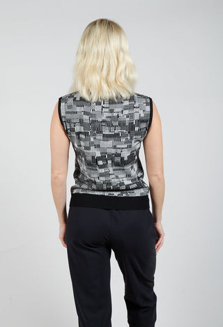 Faux Turtleneck V-Neck Sweater Vest in Off White