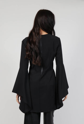 Flared Tecno Dress in Black