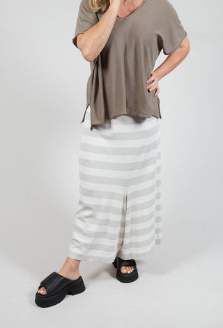 Stretch Loose Fit Trousers in Oatmeal Stripe