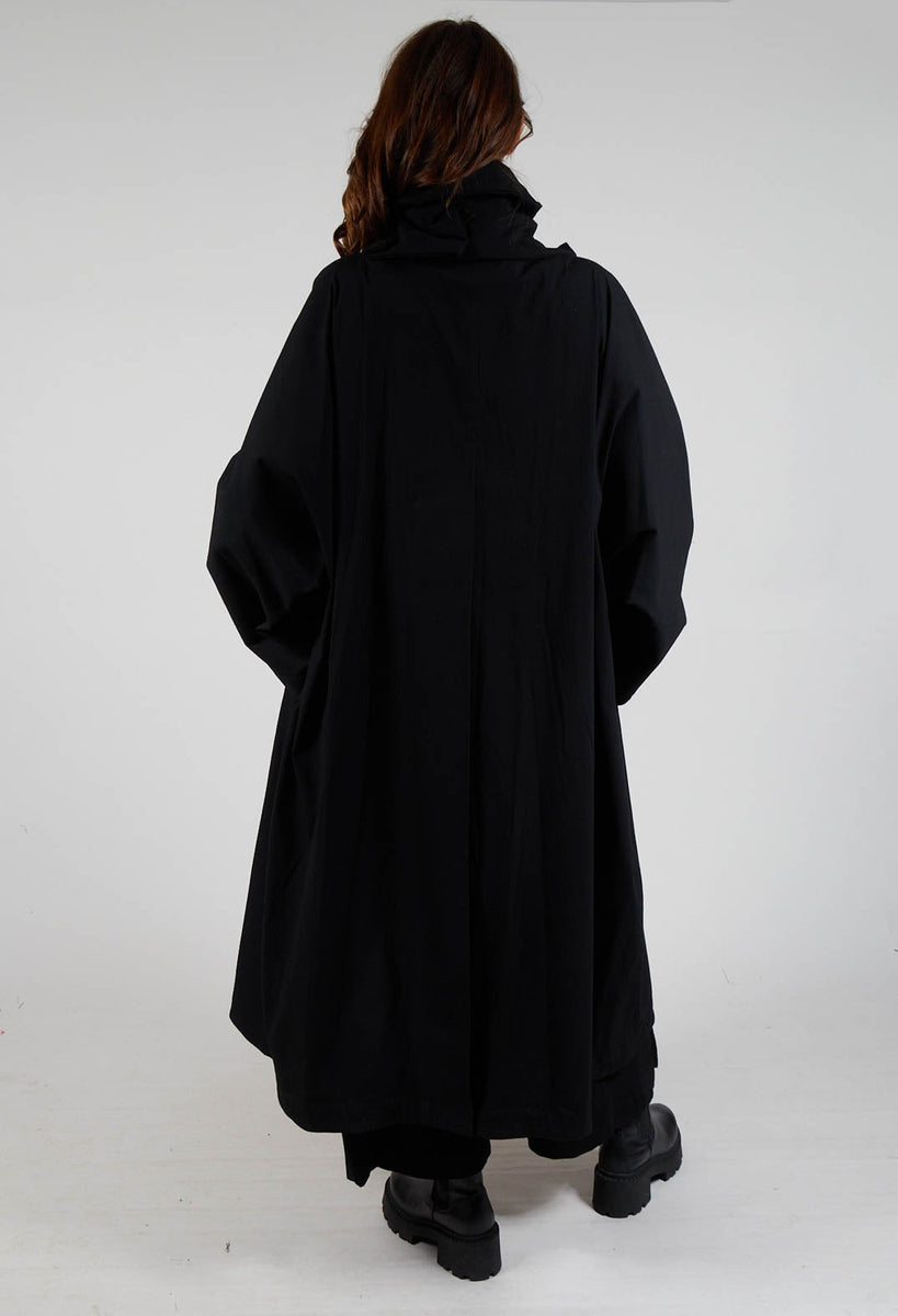 Rundholz Mainline Gathered Coat in Black | Olivia May