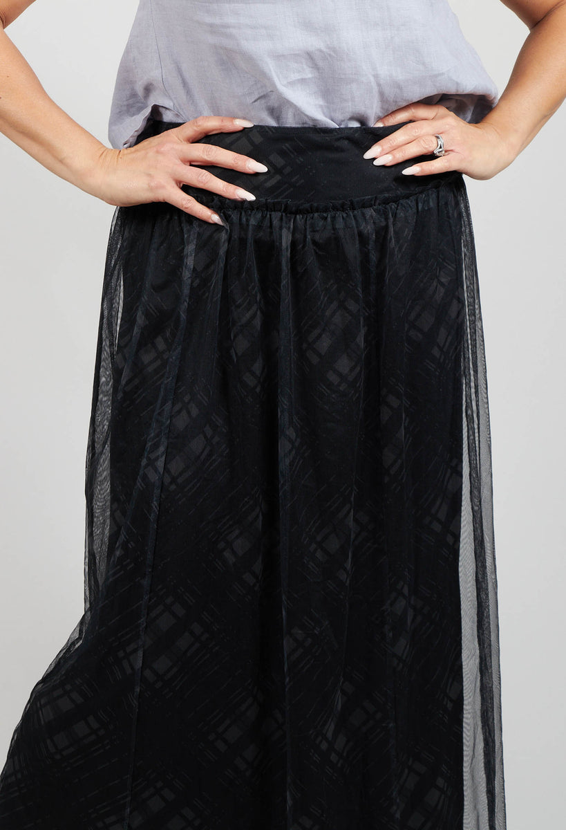Lilith Fine Jersey Skirt with Net Overlay in inox – Olivia May