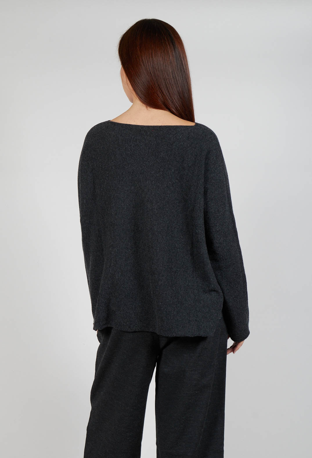HK V Neck Oversized WS Jumper in Slate