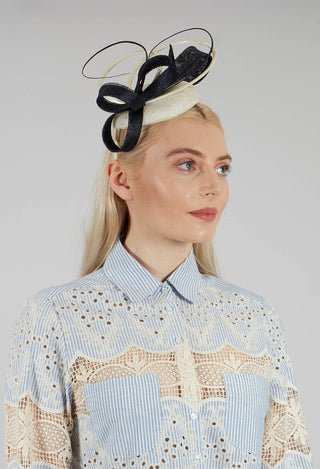Headband Fascinator in Ivory and Navy