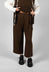 Pleated Trousers with Contrast Lining in Khaki