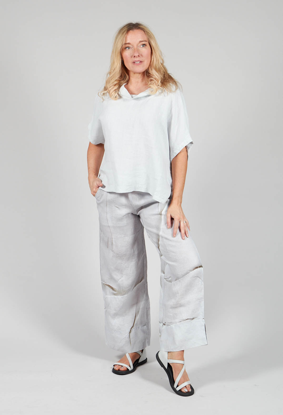 Ido Printed Trousers in Greige