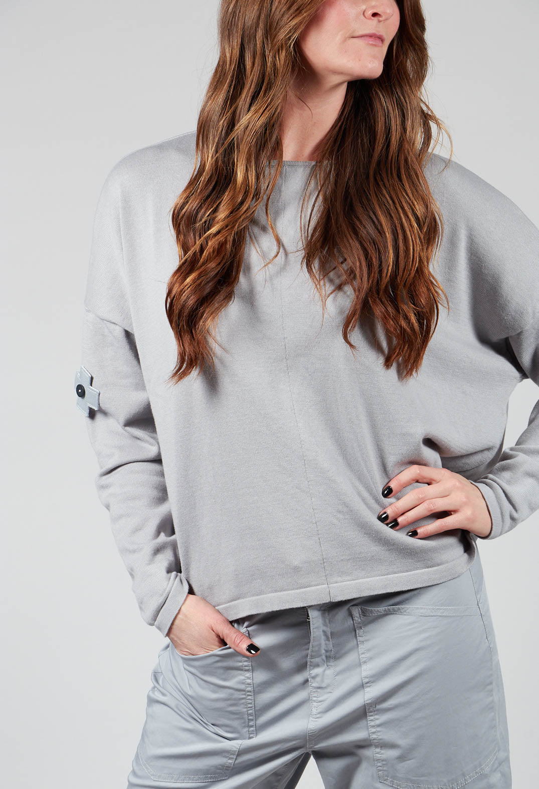 Knitted Box Jumper in Light Grey