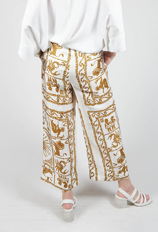 wide leg trousers in zodiac print with front pockets