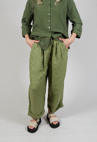 Linen Bragoni Trousers in Green