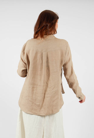 Long Sleeve Linen Shirt in Taupe