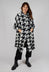 Longline Hooded Cardigan in Black Bone Jacquard