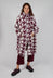 Longline Hooded Cardigan in Merlot Bone Jacquard