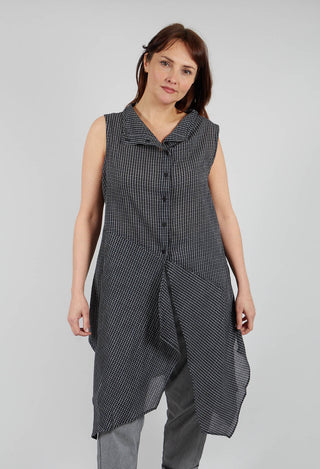 Longline Sleeveless Shirt in Black Check