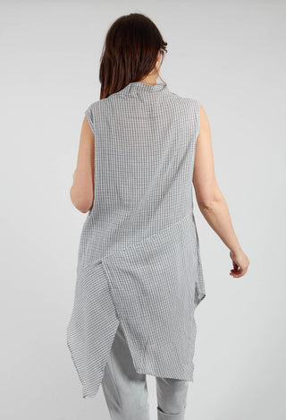 Longline Sleeveless Shirt in White Check