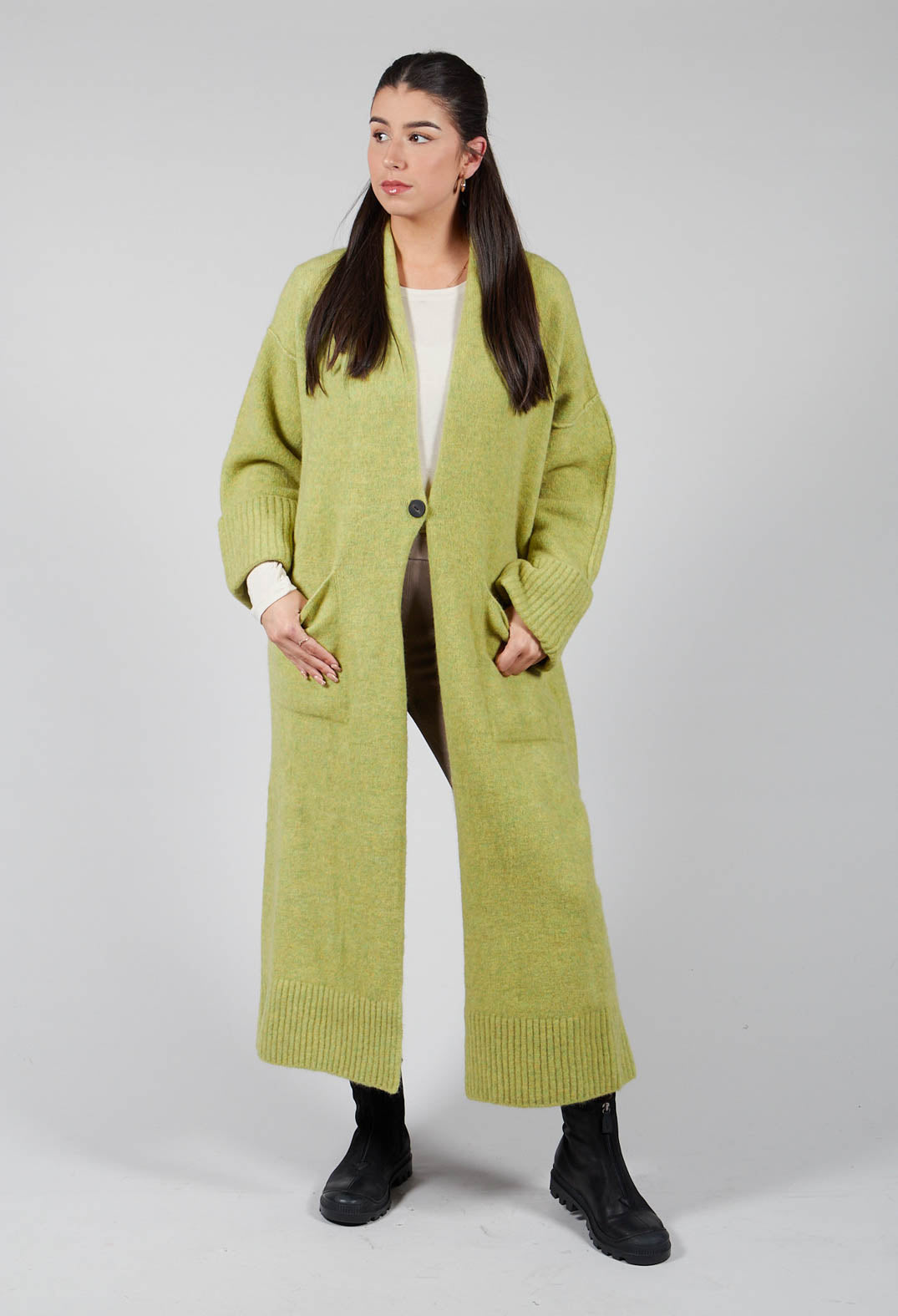 Merino Wool Overcoat in Green