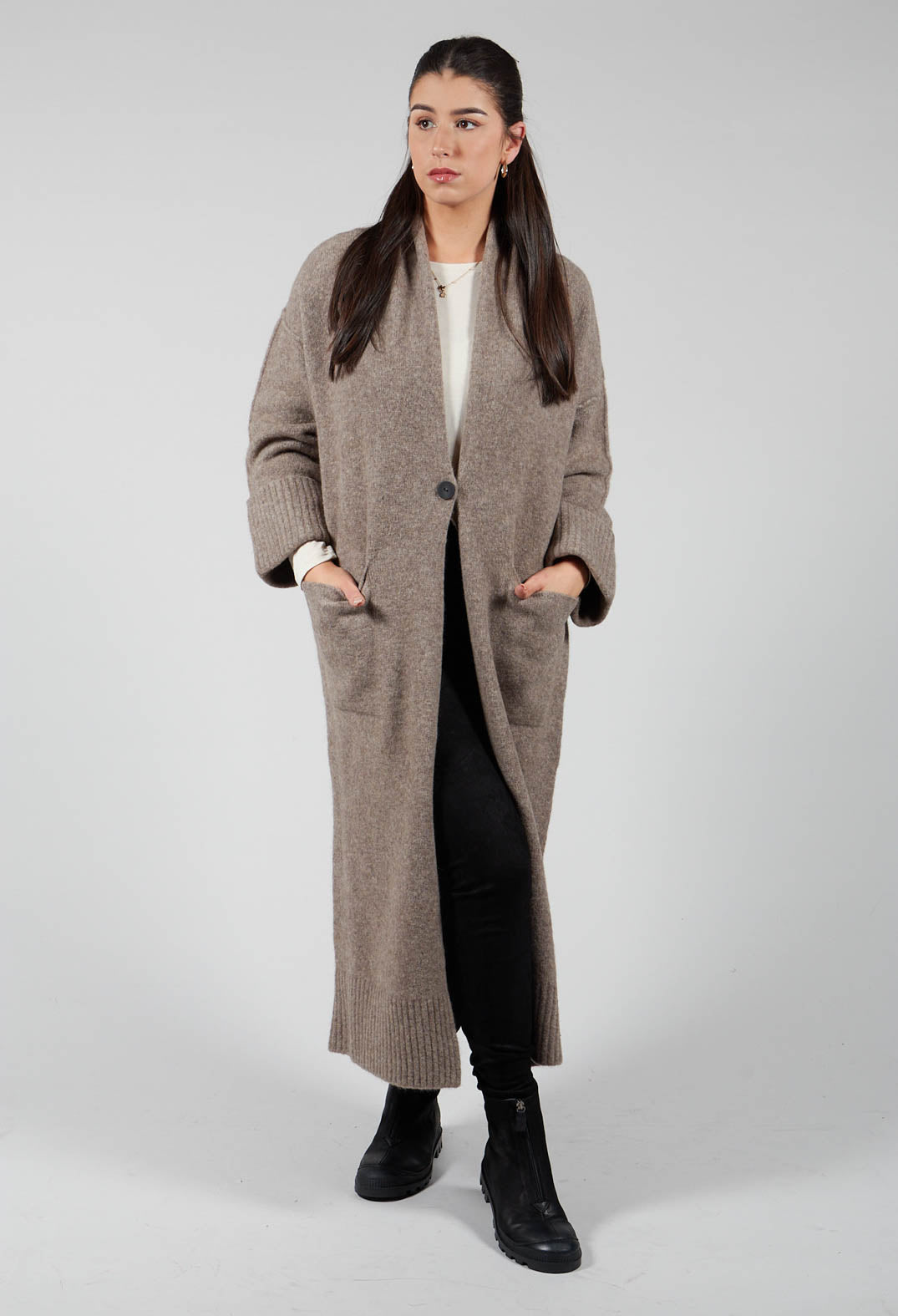 Merino Wool Overcoat in Taupe