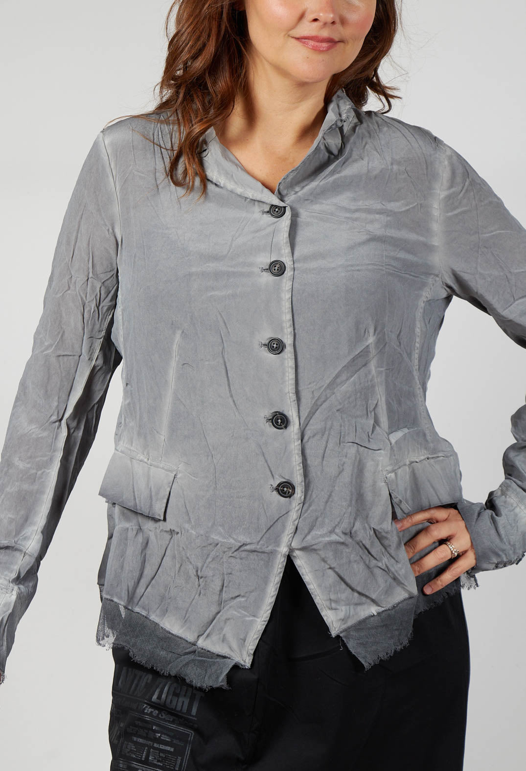 Mesh Silk Jacket in Pencil Cloud