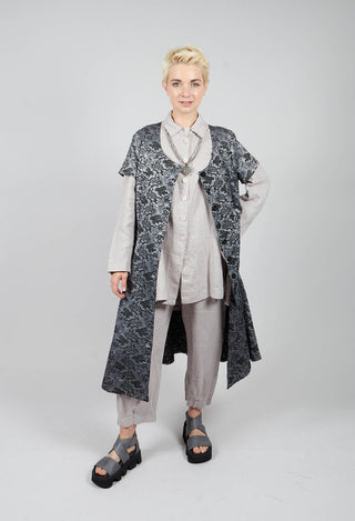 Button Floral Jacquard Dress in Black