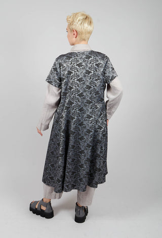 Button Floral Jacquard Dress in Black