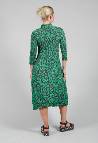 Nehru Dress in Emerald Leopard