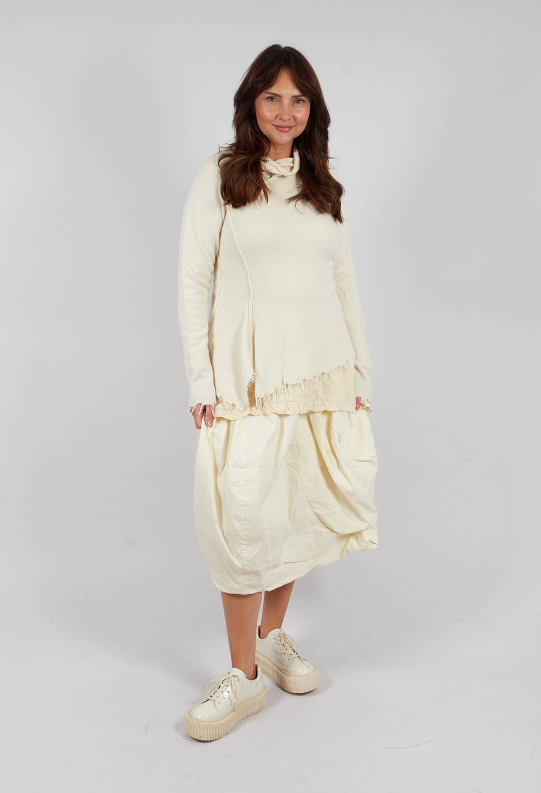 Jumper with Asymmetric Neckline in Bone - 1530701