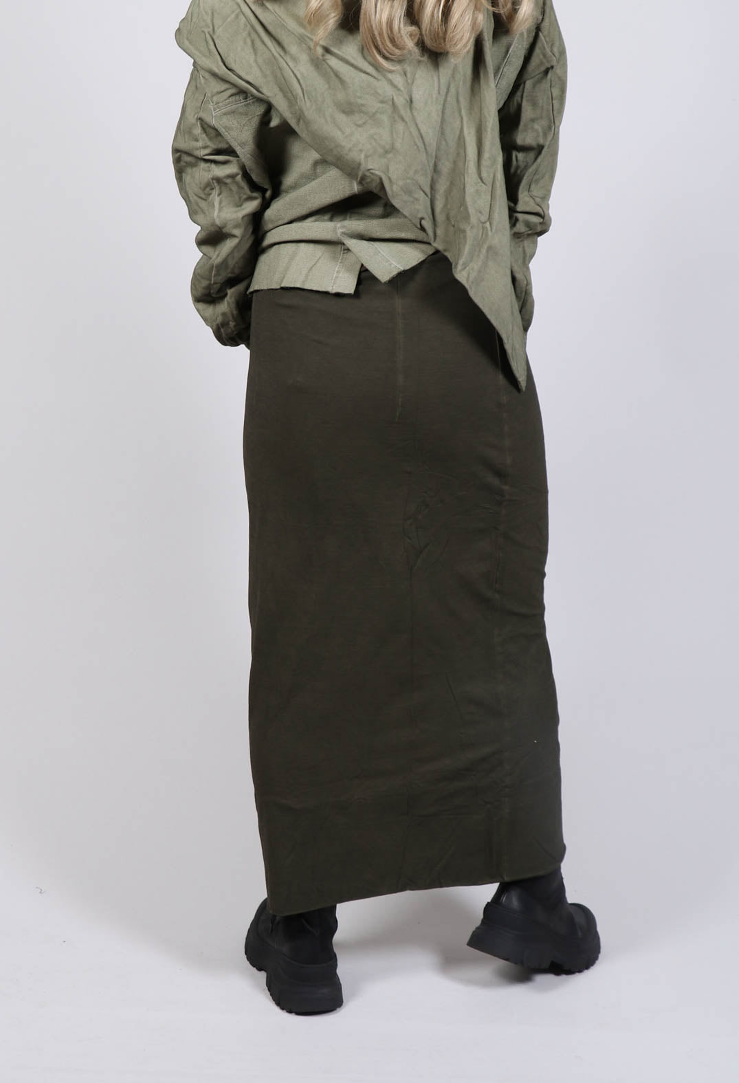Ombre Midi Skirt in Khaki Cloud