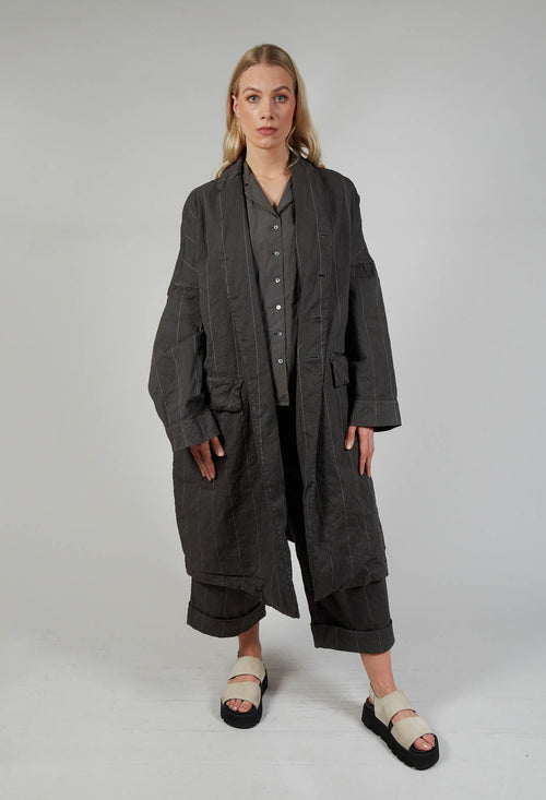 Pinstriped Loose Coat in Antracite