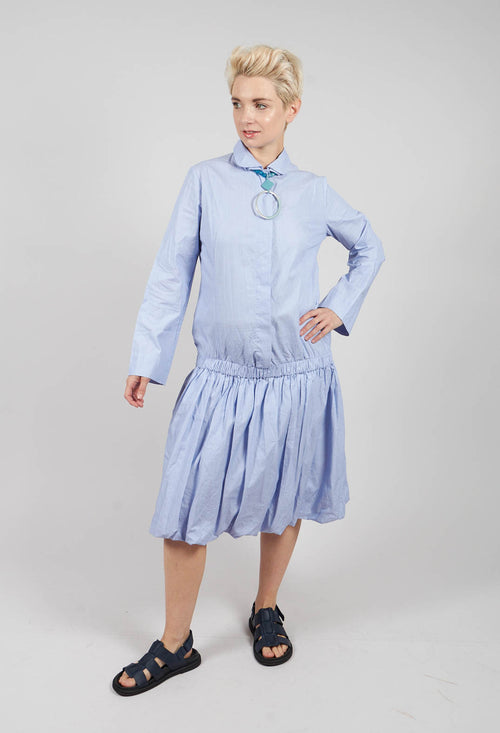 Tulip Dress with Drop Waist in Blue Pinstripe