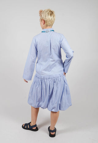 Tulip Dress with Drop Waist in Blue Pinstripe