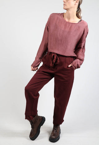 Raw Edge Beleted Trousers in Raso Sangue