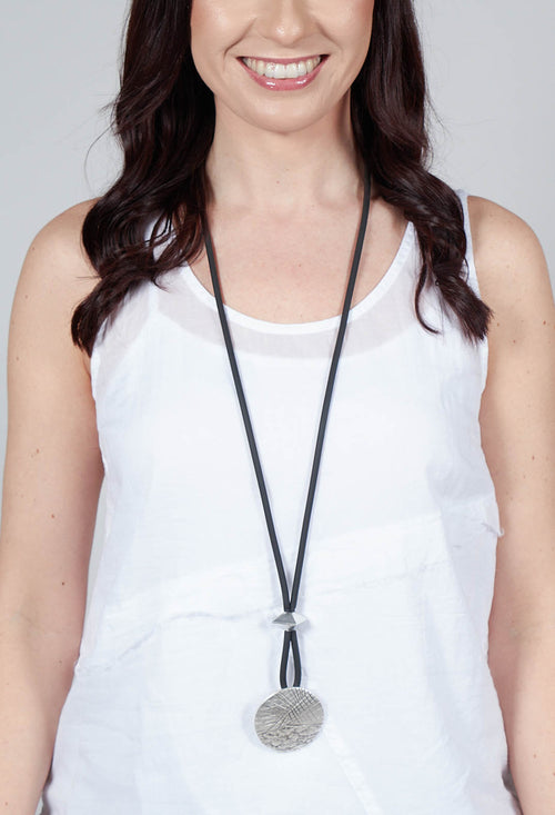 Rubber Necklace with Zamak Pendant in Silver-Plated