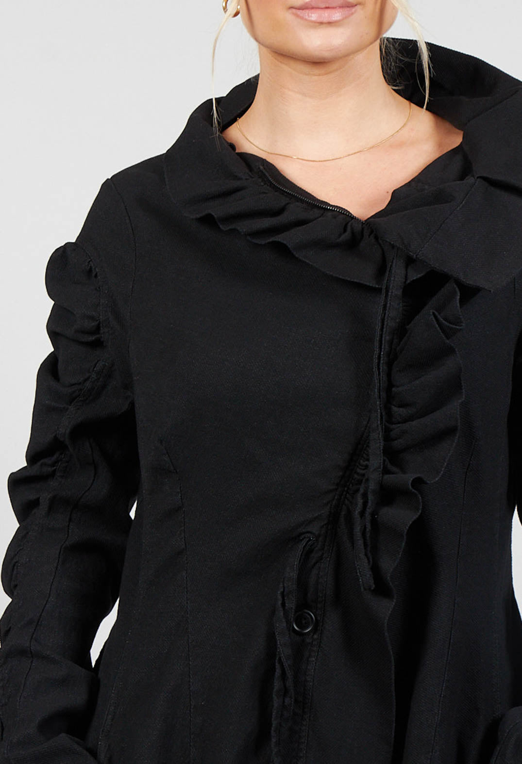 Ruched Detail Coat in Black