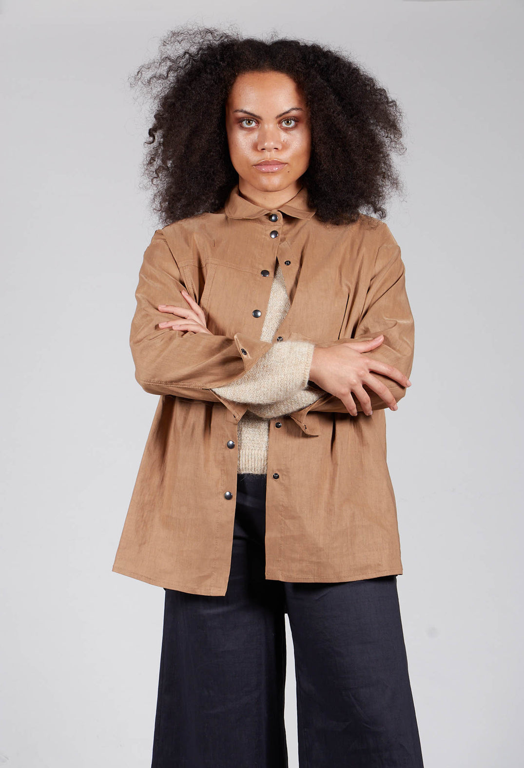 Collared Utility Shirt in Beige