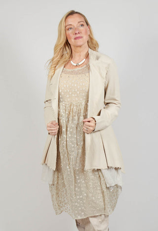 Asymmetrical Jacket in Cotone and Garza Di Lino Sand