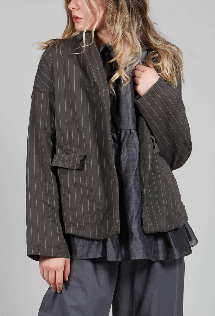 Pinstriped Loose Blazer in Antracite