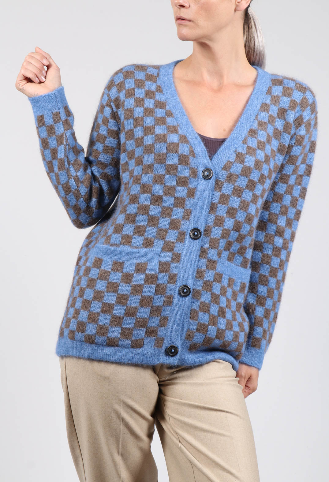Sharon Cardigan in Blue and Brown