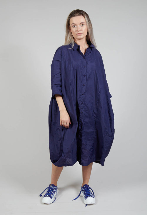 Shirt Dress with Cropped Sleeves in Azur