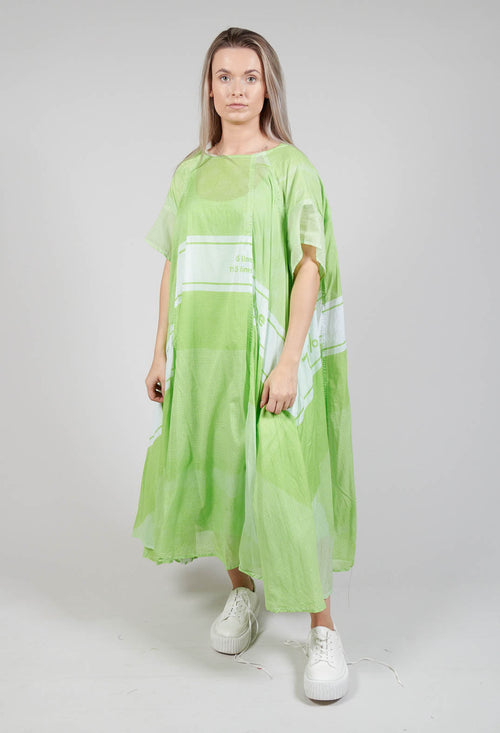 Short Sleeve Cotton Dress in Lime Print