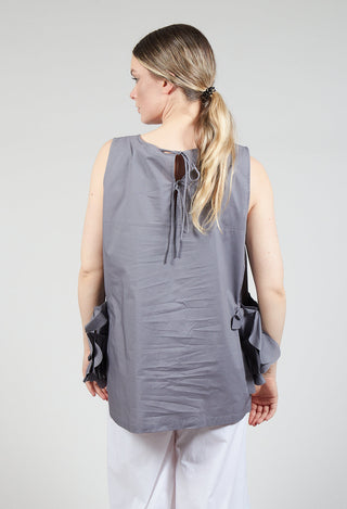 Sleeveless Top with Side Frill Feature in Grey Purple