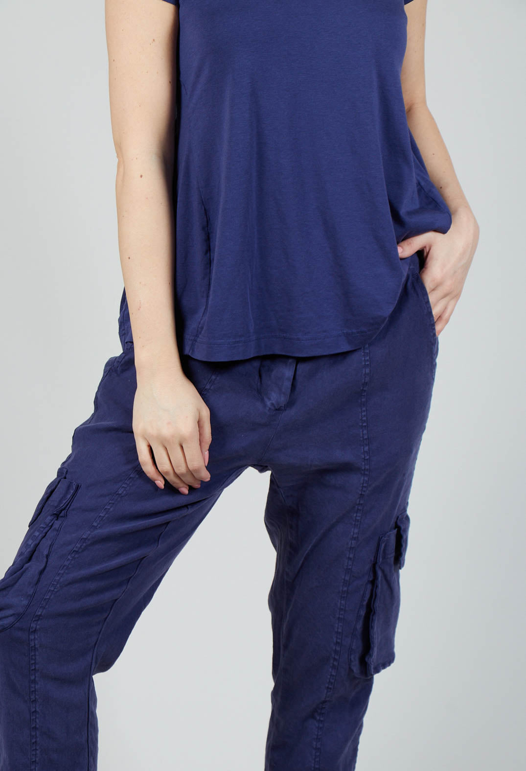 Slim Cargo Style Trousers in Azur