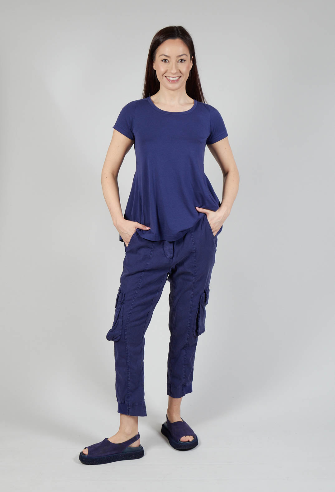 Slim Cargo Style Trousers in Azur