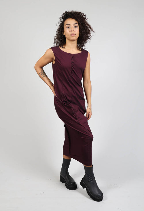 Slim Fit Dress with Ruffle Detail in Ruby
