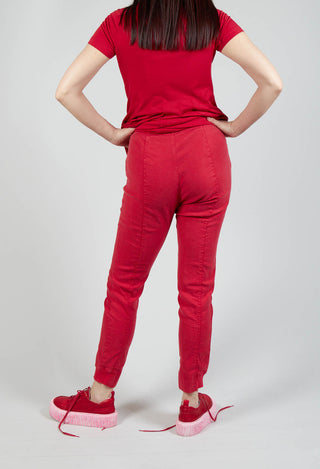 Slim Leg Trousers with Seam Detail in Chili