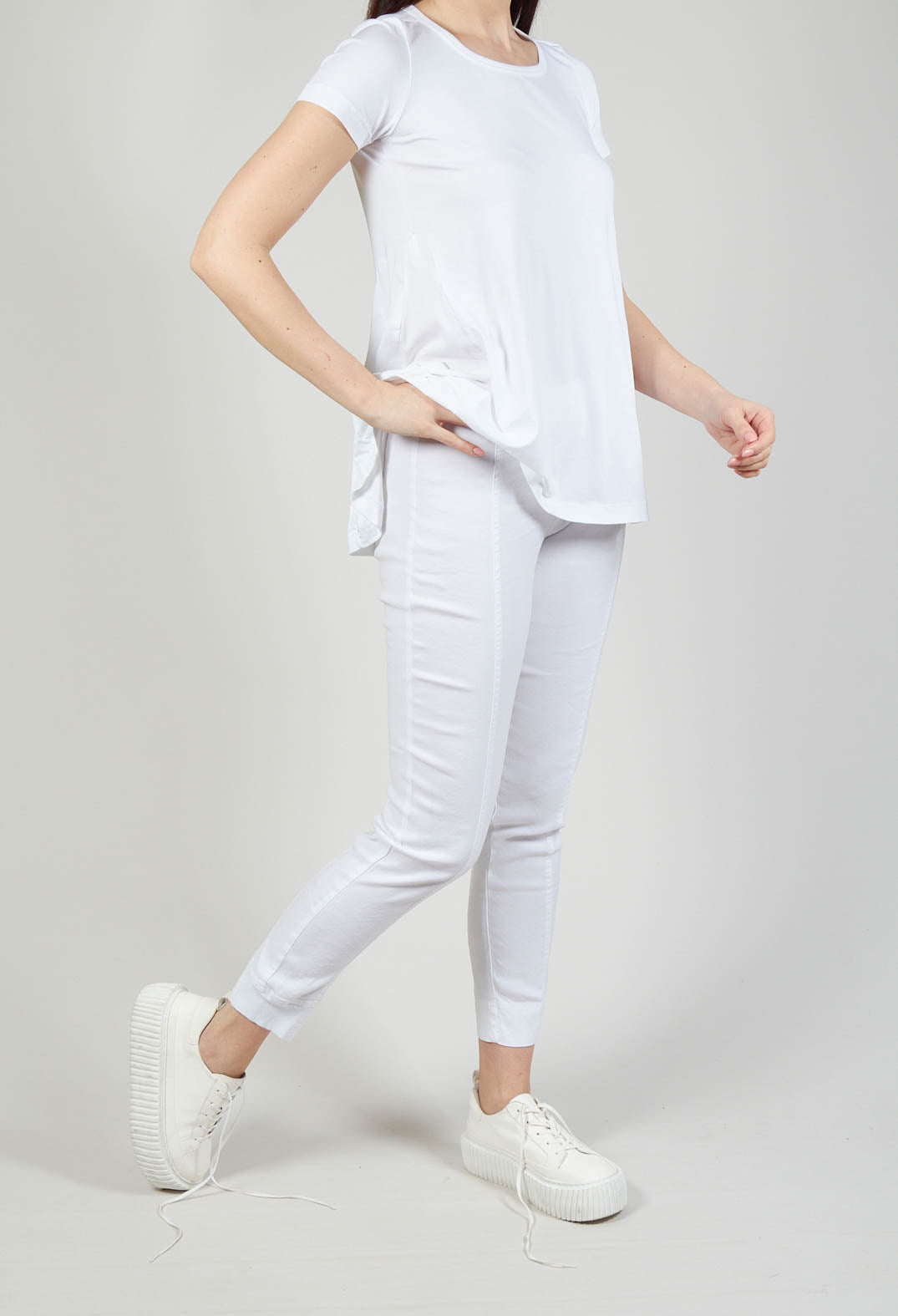 Slim Leg Trousers with Seam Detail in White