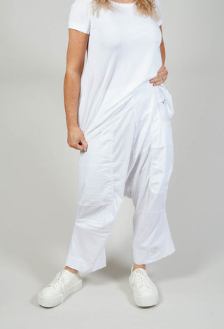 Stretch Fit Drop Crotch Trousers in White