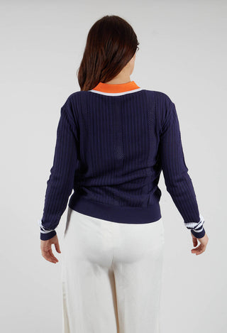 Talitha Silk Blend Polo Top in Eclipse