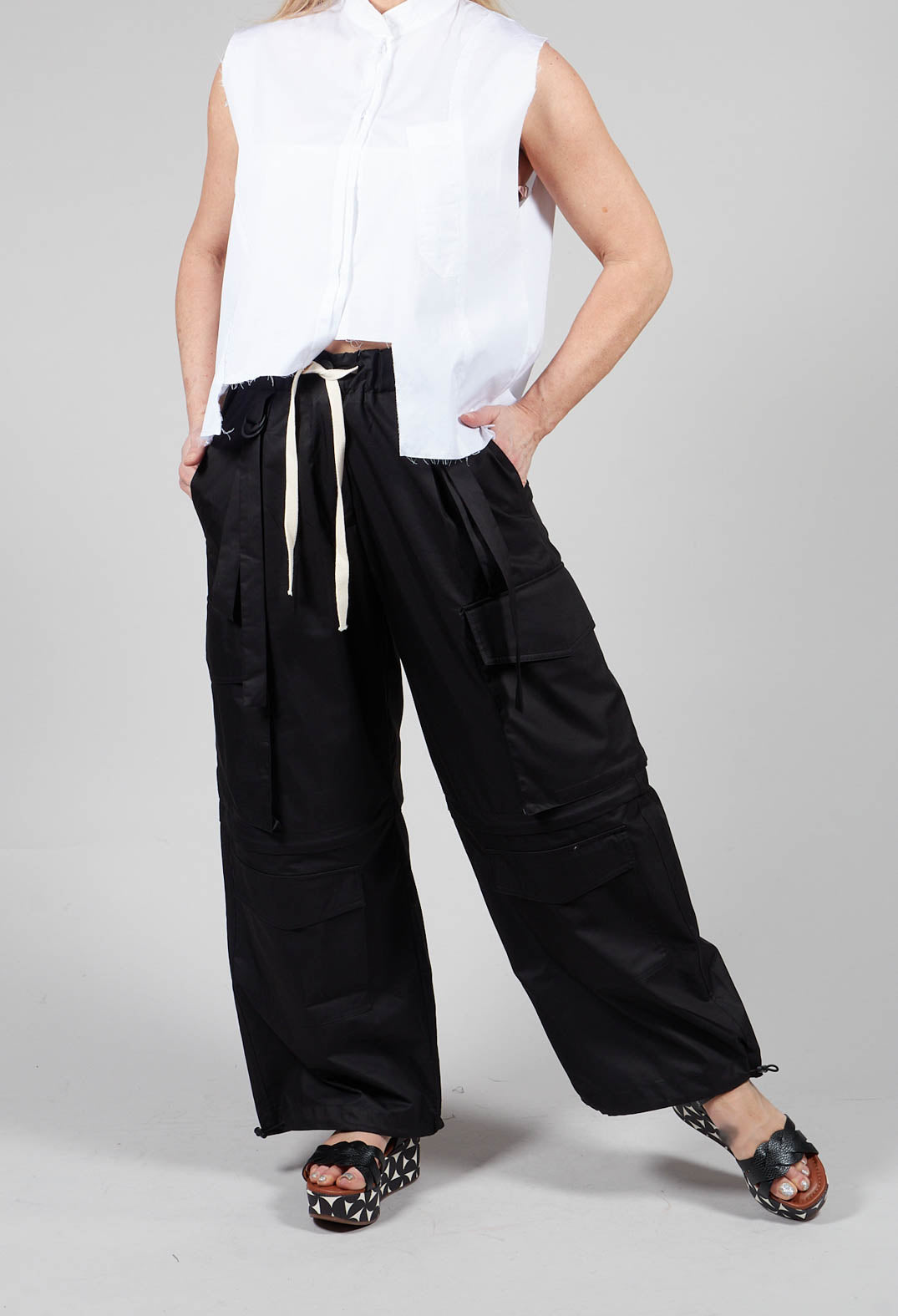 Tailored Cargo Trousers in Black