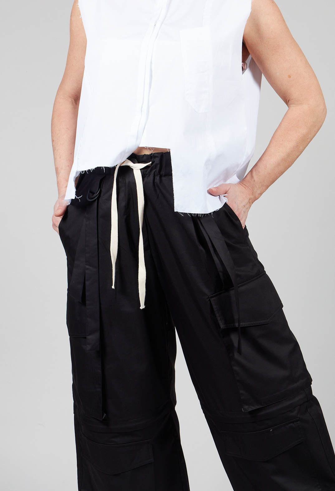 Tailored Cargo Trousers in Black