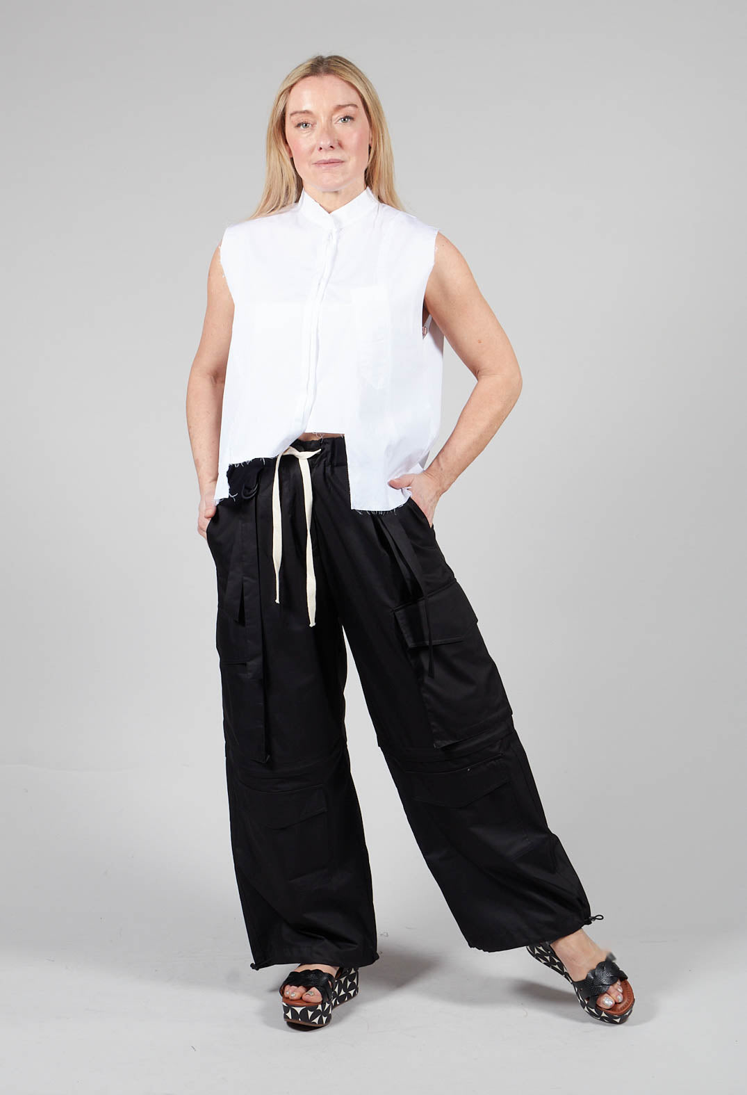 Tailored Cargo Trousers in Black