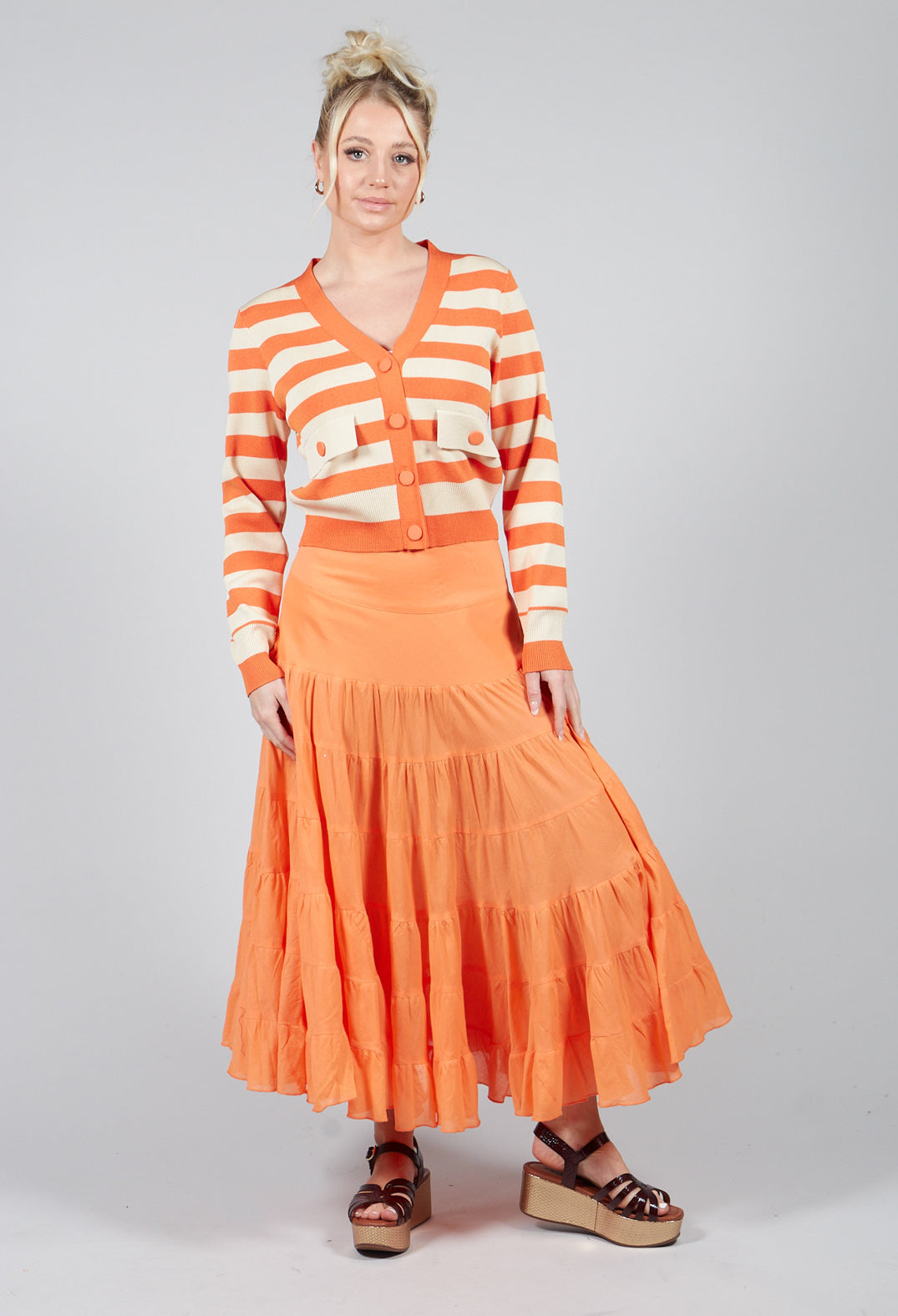 Umberta Cardigan in Orange Stripe