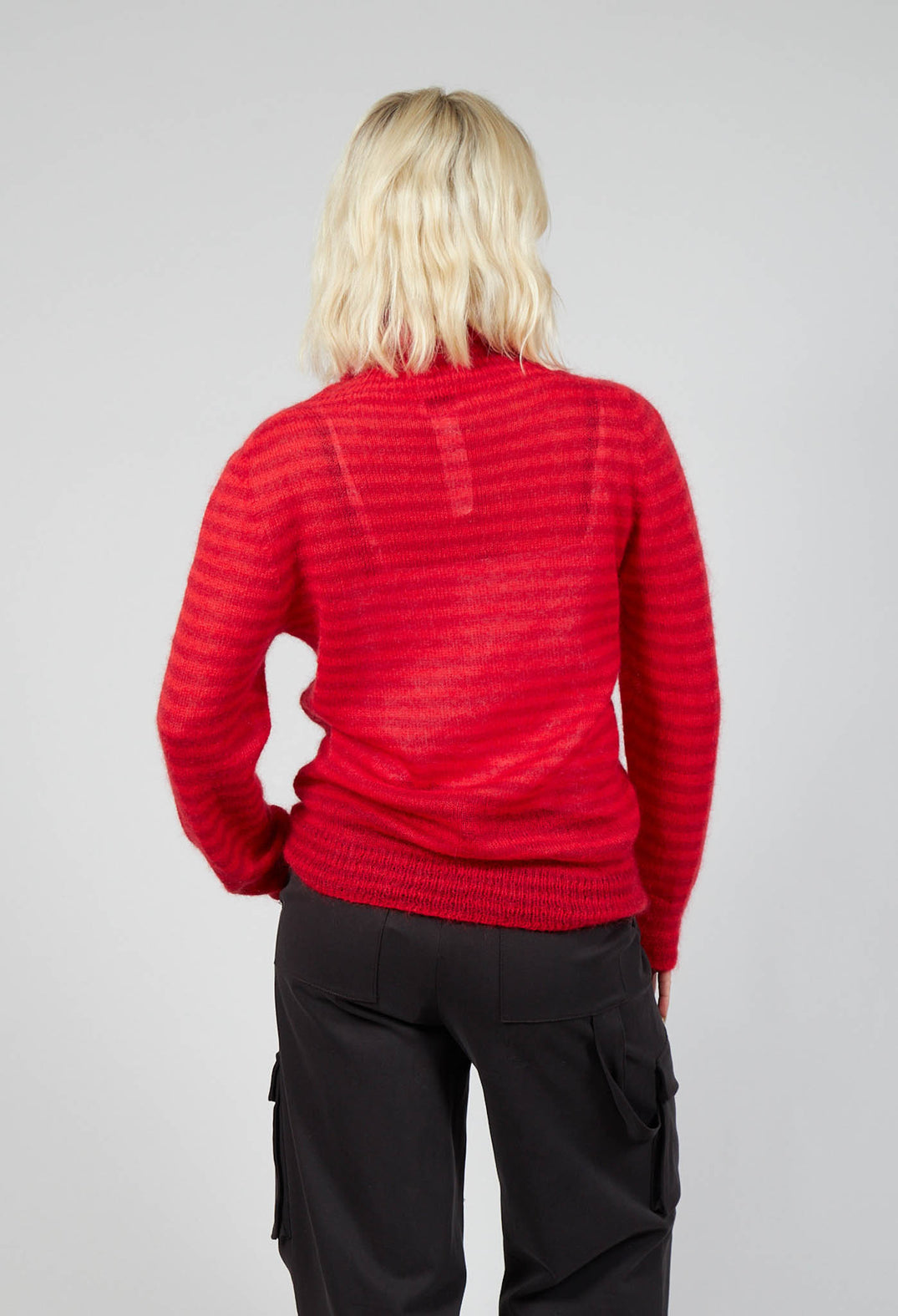 Striped Turtleneck Sweater in Adrenaline Red